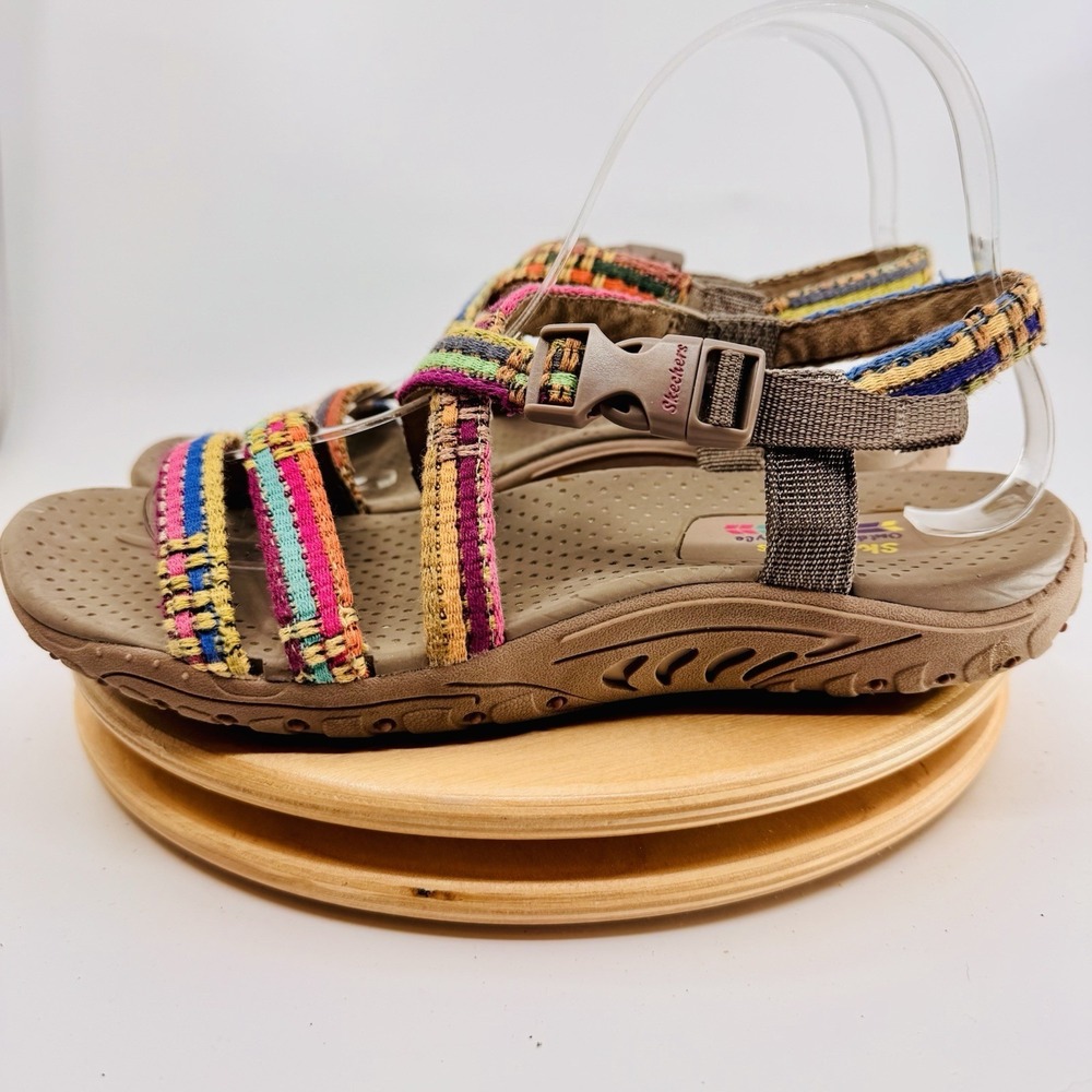 Skechers Reggae Sew Me Sandals Shoes Womens 8 Colorful Strappy Comfort
